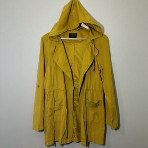 Love Tree Light Jacket Mustard Yellow Roll Up‎ Sleeve Drawstring Minimalist Sz M